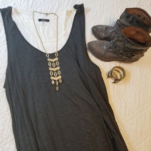 NWT Charcoal/White Layered Dress